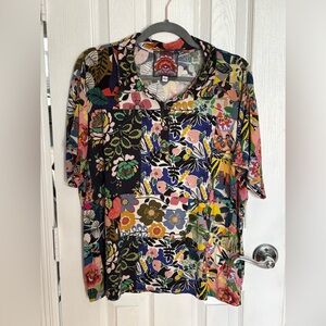 Johnny Was Multi Print Short Sleeve Top